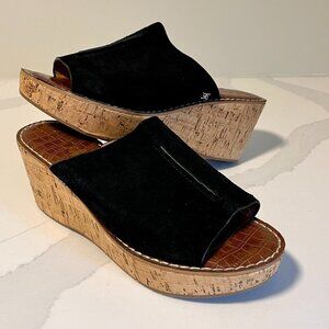 Sam Edelman Ranger Black Suede Cork Wedge Mules Size 10